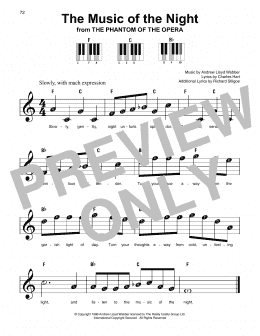 page one of The Music Of The Night (from The Phantom Of The Opera) (Super Easy Piano)