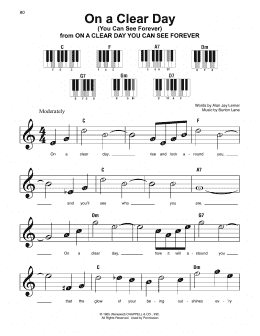page one of On A Clear Day (You Can See Forever) (Super Easy Piano)