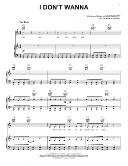 page one of I Don't Wanna (Piano, Vocal & Guitar Chords (Right-Hand Melody))