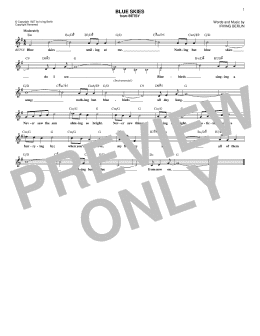 page one of Blue Skies (Lead Sheet / Fake Book)