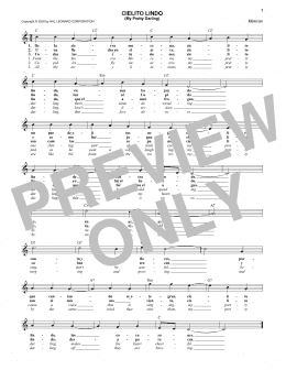 page one of Cielito Lindo (My Pretty Darling) (Lead Sheet / Fake Book)