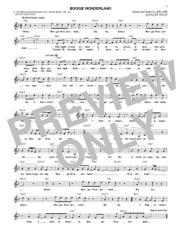 page one of Boogie Wonderland (Lead Sheet / Fake Book)