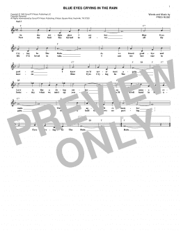page one of Blue Eyes Crying In The Rain (Lead Sheet / Fake Book)