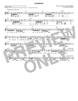 page one of Celebrate (Lead Sheet / Fake Book)