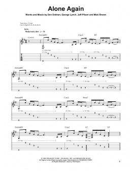 page one of Alone Again (Guitar Tab (Single Guitar))