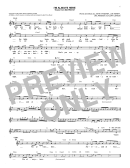 page one of I'm Always Here (Lead Sheet / Fake Book)