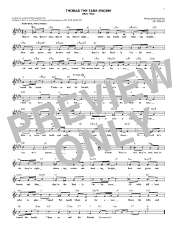 page one of Thomas The Tank Engine (Main Title) (Lead Sheet / Fake Book)