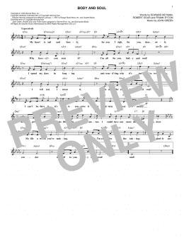 page one of Body And Soul (Lead Sheet / Fake Book)