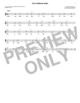 page one of The Chipmunk Song (Lead Sheet / Fake Book)