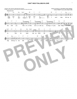 page one of Can't Help Falling In Love (Lead Sheet / Fake Book)