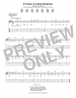 page one of O Come, O Come Immanuel (Easy Guitar Tab)