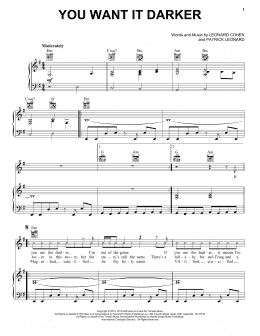 page one of You Want It Darker (Piano, Vocal & Guitar Chords (Right-Hand Melody))