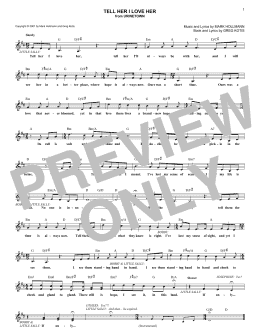 page one of Tell Her I Love Her (Lead Sheet / Fake Book)