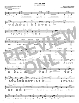 page one of I Love My Wife (Lead Sheet / Fake Book)
