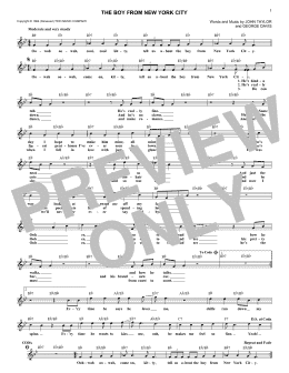 page one of The Boy From New York City (Lead Sheet / Fake Book)