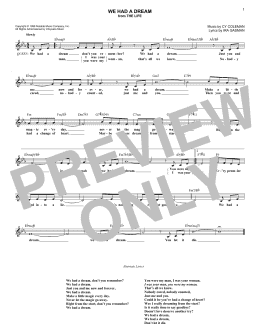 page one of We Had A Dream (Lead Sheet / Fake Book)