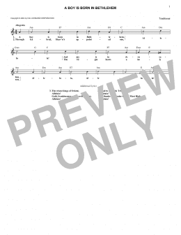 page one of A Boy Is Born In Bethlehem (Lead Sheet / Fake Book)