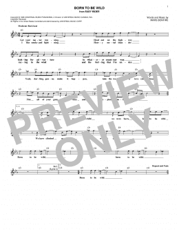 page one of Born To Be Wild (Lead Sheet / Fake Book)