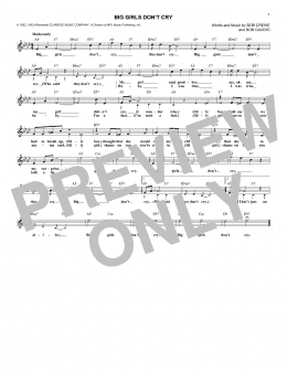 page one of Big Girls Don't Cry (Lead Sheet / Fake Book)
