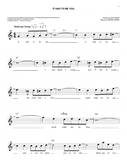 page one of It Had To Be You (Easy Lead Sheet / Fake Book)