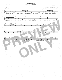 page one of Cinderella (Lead Sheet / Fake Book)
