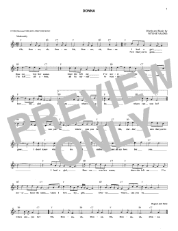 page one of Donna (Lead Sheet / Fake Book)