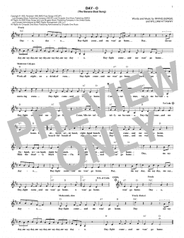 page one of Day-O (The Banana Boat Song) (Lead Sheet / Fake Book)