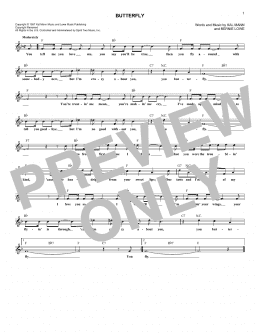 page one of Butterfly (Lead Sheet / Fake Book)