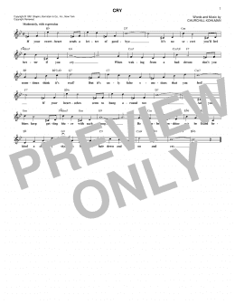 page one of Cry (Lead Sheet / Fake Book)