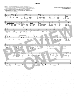 page one of Crying (Lead Sheet / Fake Book)
