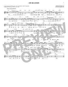 page one of Cry Me A River (Lead Sheet / Fake Book)