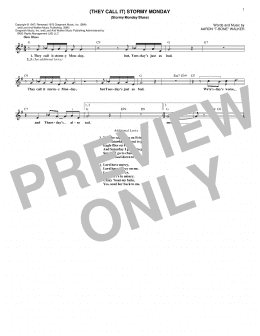 page one of (They Call It) Stormy Monday (Stormy Monday Blues) (Lead Sheet / Fake Book)