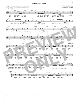 page one of Come Sail Away (Lead Sheet / Fake Book)