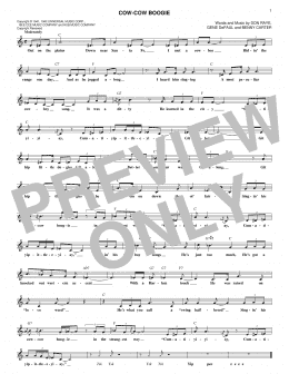 page one of Cow-Cow Boogie (Lead Sheet / Fake Book)