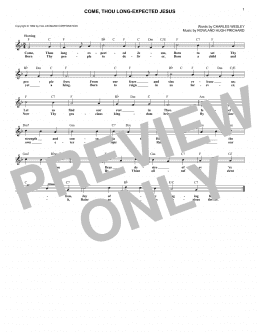 page one of Come, Thou Long-Expected Jesus (Lead Sheet / Fake Book)