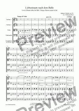 page one of Love's dream after the ball (Liebestraum nach dem Balle / Songe d'amour apr&egrave;s le bal) (For Strings)
