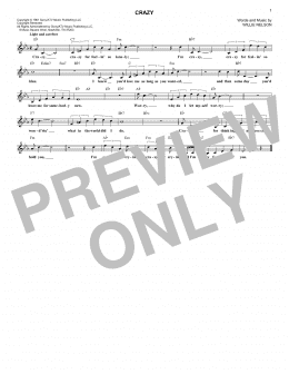 page one of Crazy (Lead Sheet / Fake Book)