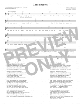 page one of A Boy Named Sue (Lead Sheet / Fake Book)