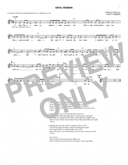 page one of Devil Woman (Lead Sheet / Fake Book)
