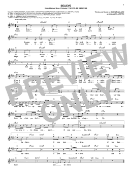 page one of Believe (from The Polar Express) (Lead Sheet / Fake Book)