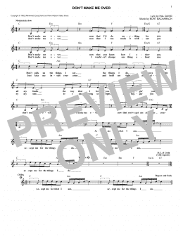 page one of Don't Make Me Over (Lead Sheet / Fake Book)
