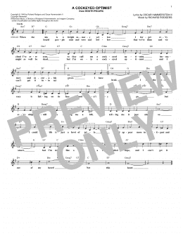page one of A Cockeyed Optimist (Lead Sheet / Fake Book)