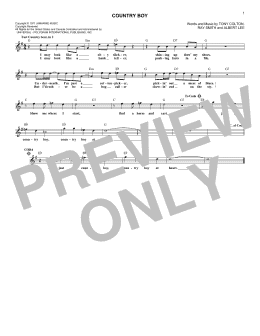 page one of Country Boy (Lead Sheet / Fake Book)
