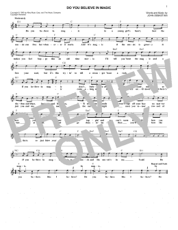 page one of Do You Believe In Magic (Lead Sheet / Fake Book)