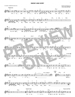 page one of Ebony And Ivory (Lead Sheet / Fake Book)