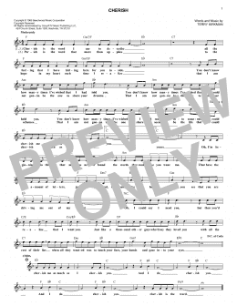 page one of Cherish (Lead Sheet / Fake Book)