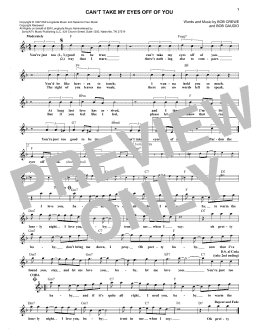 page one of Can't Take My Eyes Off Of You (Lead Sheet / Fake Book)
