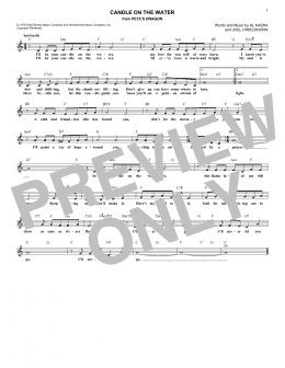 page one of Candle On The Water (from Pete's Dragon) (Lead Sheet / Fake Book)