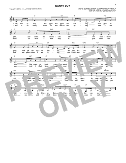 page one of Danny Boy (Lead Sheet / Fake Book)