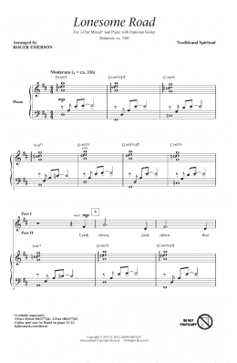 page one of Lonesome Road (3-Part Mixed Choir)